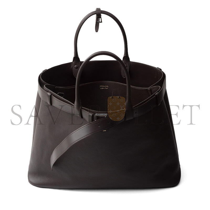 Pra*a buckle leather bag with belt 2vg126 (48*34*18cm)